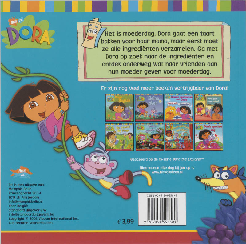 Achterkant van Fijne moederdag met Dora