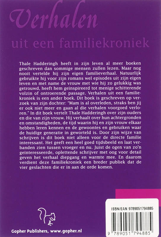 Achterkant van Verhalen uit een familiekroniek