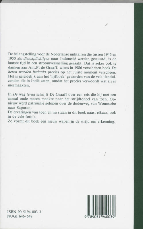 Achterkant van De weg terug