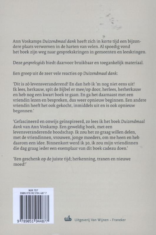 Achterkant van Duizendmaal dank