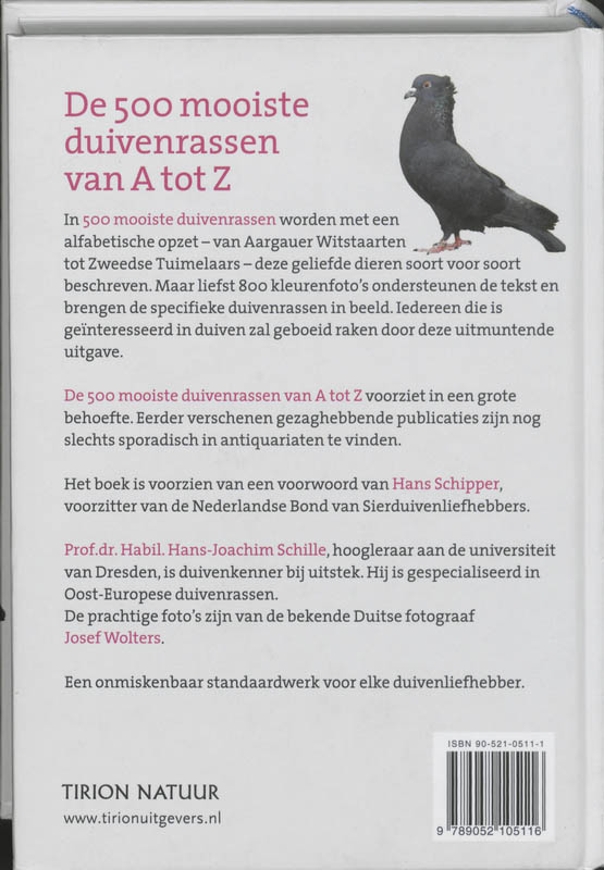 Achterkant van De 500 mooiste duivenrassen