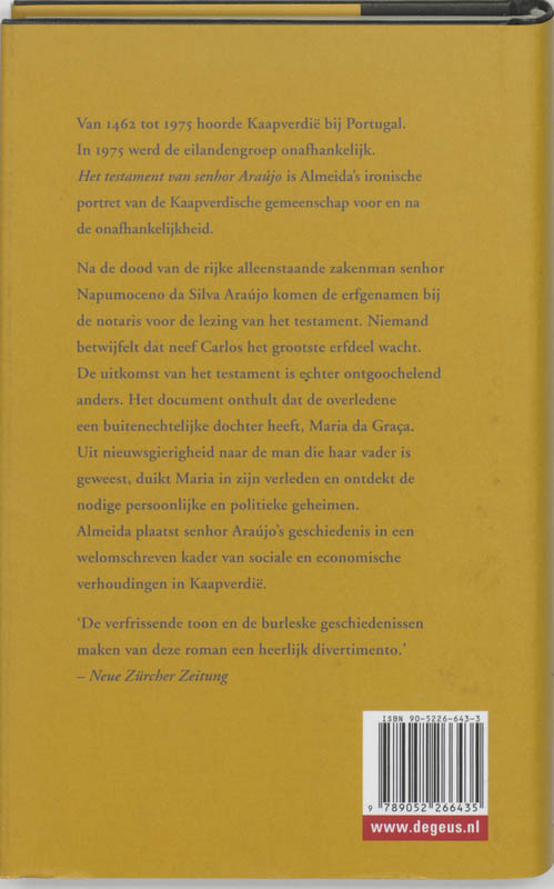 Achterkant van Het testament van senhor Araujo