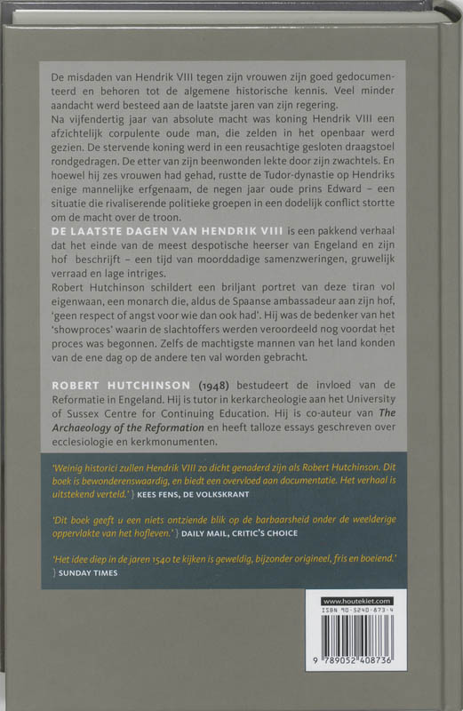 Achterkant van De laatste dagen van Hendrik de VIII