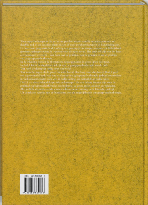 Achterkant van Praktijkboek groepspsychotherapie