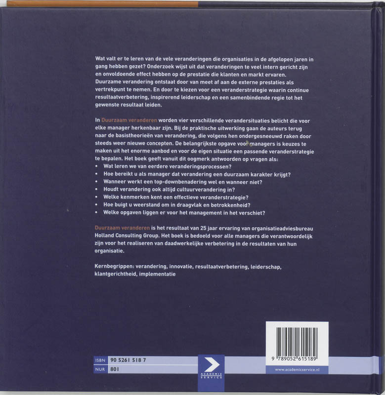 Achterkant van Duurzaam veranderen