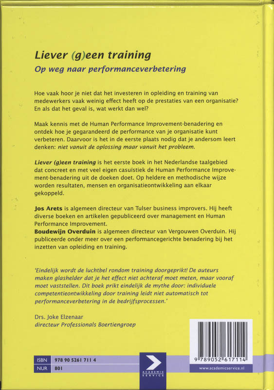 Achterkant van Liever (g)een training