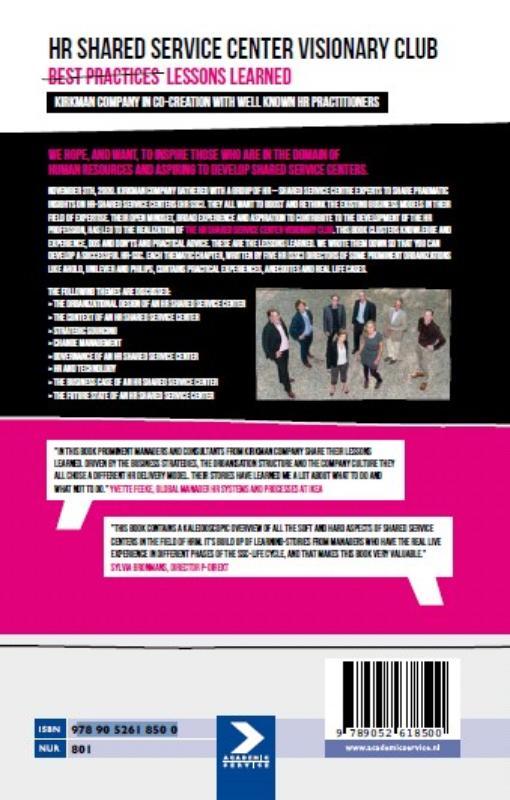 Achterkant van HR shared service centers visionary club