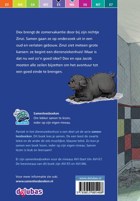Achterkant van Paniek in het dierenziekenhuis