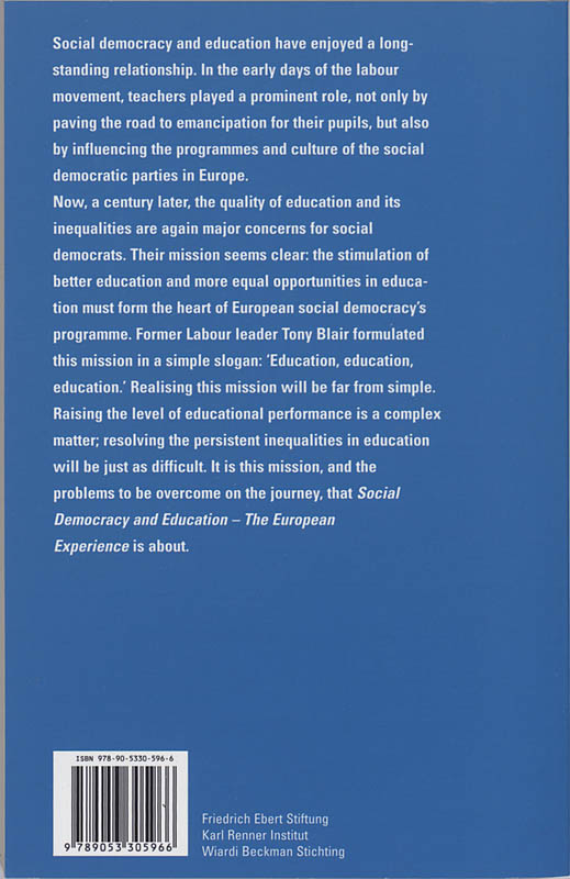 Achterkant van Social Democracy and Education