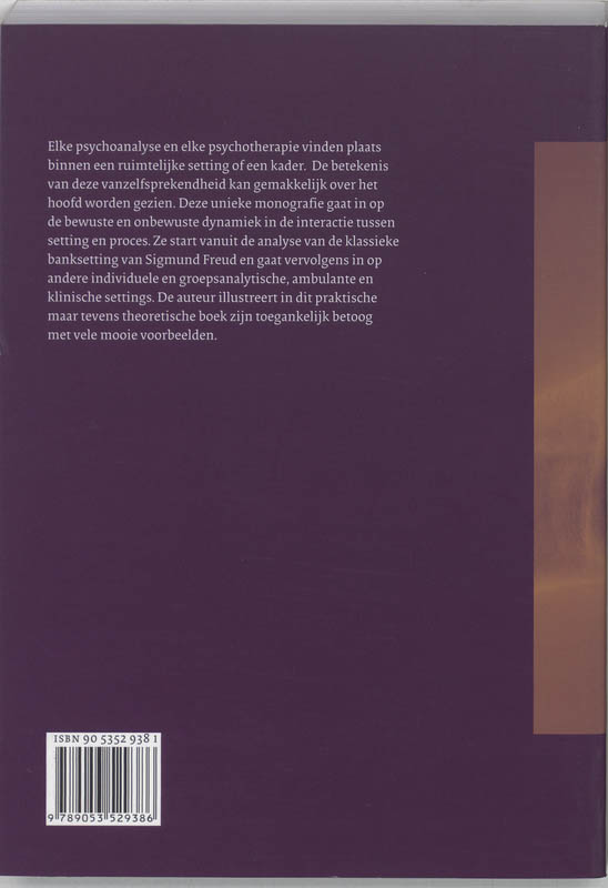 Achterkant van Handboek psychoanalytische setting
