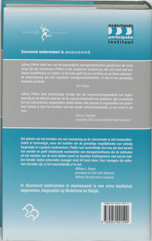 Achterkant van Succesvol ondernemen is mensenwerk