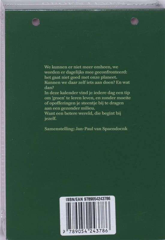 Achterkant van Scheurkalender 2009 Groen Leven