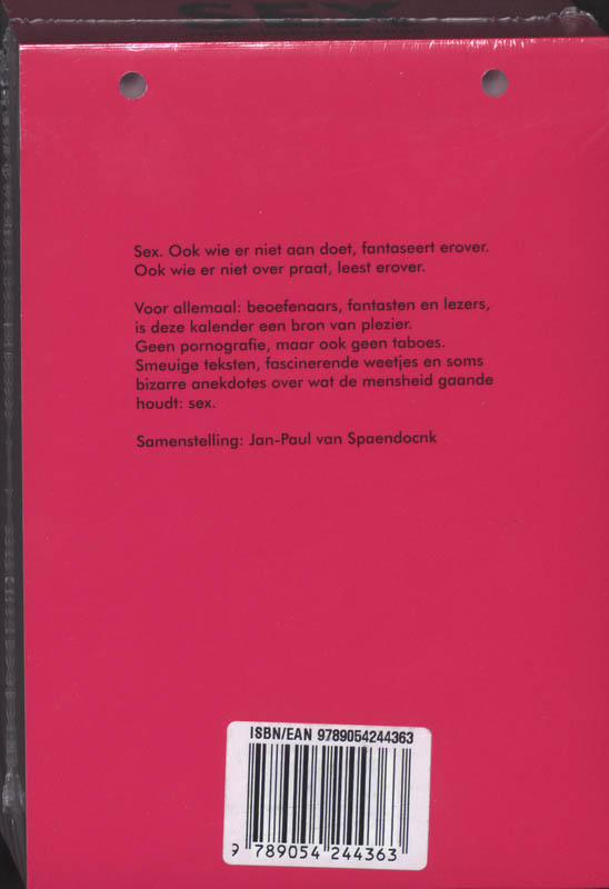 Achterkant van Scheurkalender 2009 Sex