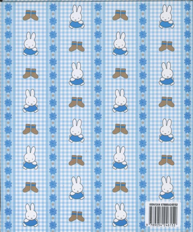 Achterkant van Nijntje 1e jarenboek blauw
