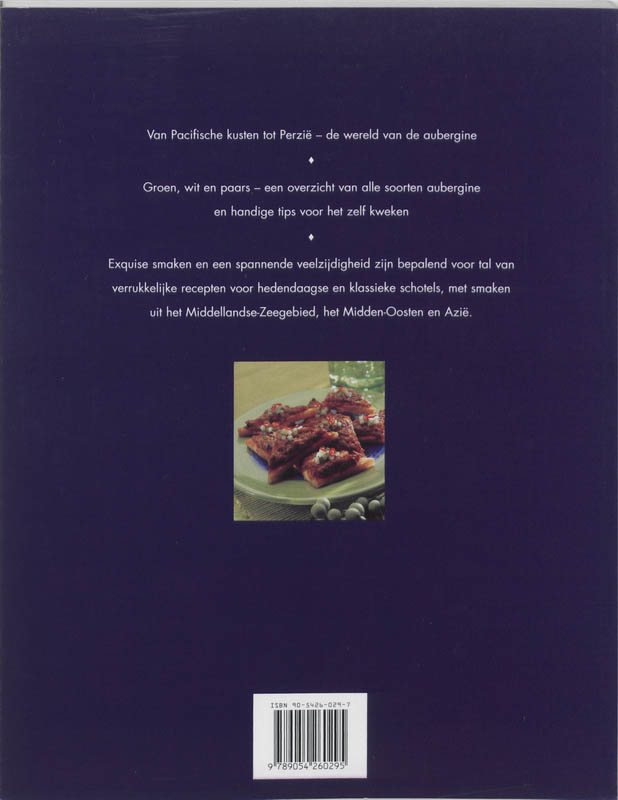 Achterkant van Het aubergine kookboek