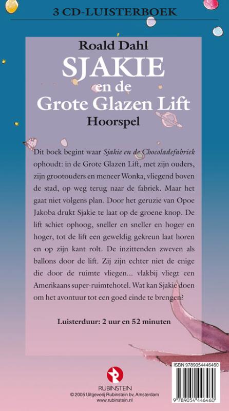 Achterkant van Sjakie en de Glazen lift