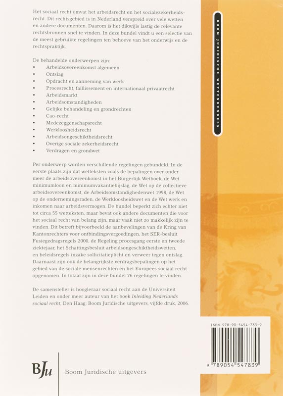Achterkant van Wetgeving sociaal recht 2006/2007
