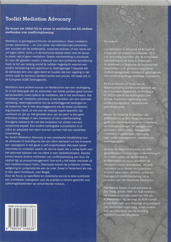Achterkant van Toolkit Mediation Advocacy