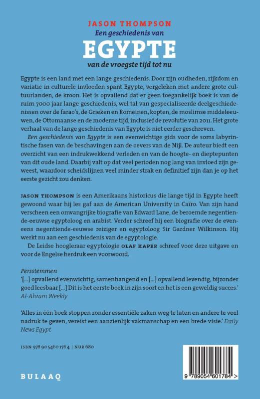 Achterkant van Een geschiedenis Egypte, van de vroegste tijd tot nu