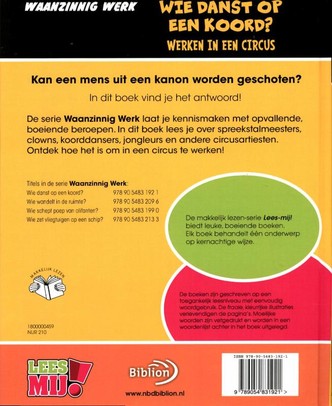 Achterkant van Wie danst op een koord?
