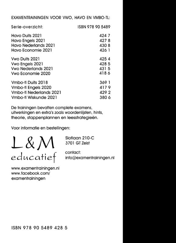 Achterkant van Vwo Engels 2021