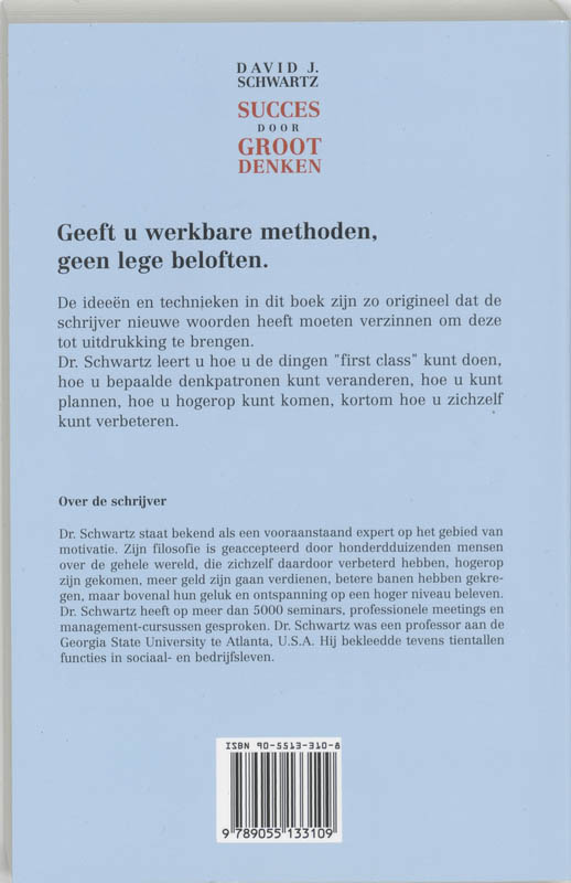 Achterkant van Succes door groot denken
