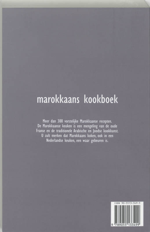 Achterkant van Marokkaans kookboek