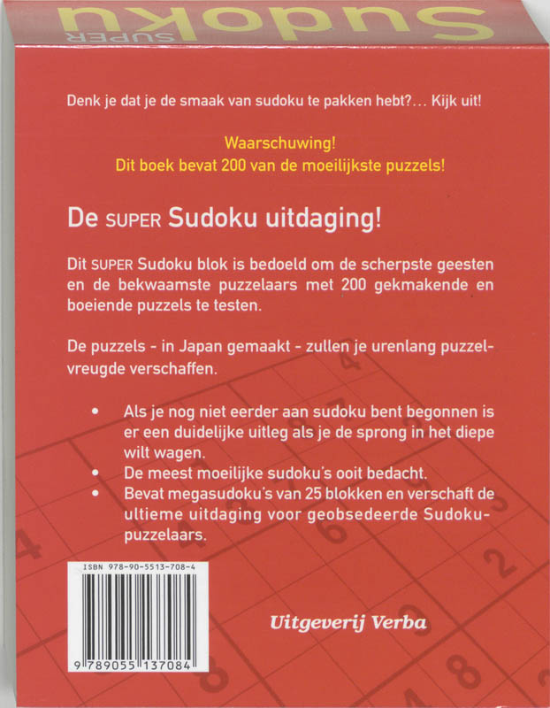 Achterkant van Super Sudoku