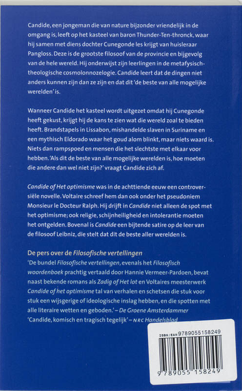 Achterkant van Candide of het optimisme