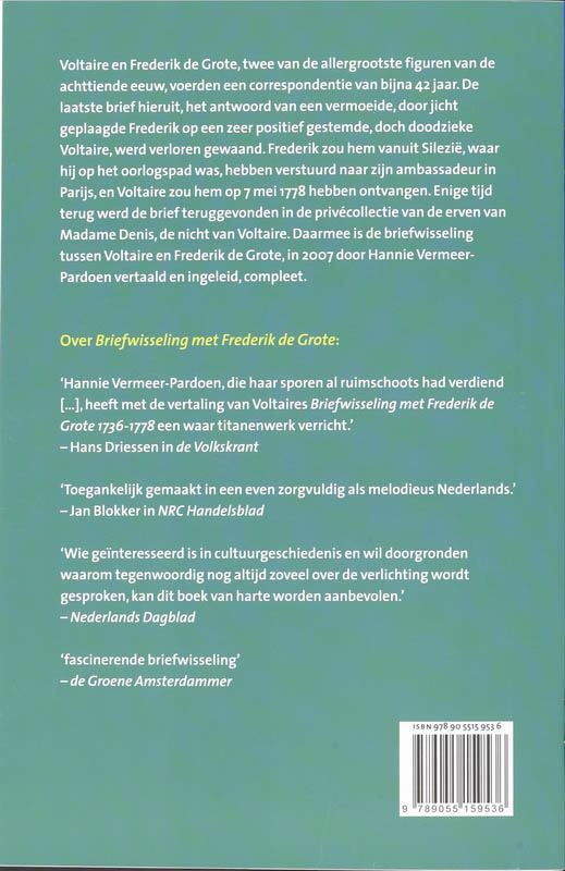 Achterkant van Briefwisseling met fredrik de Grote