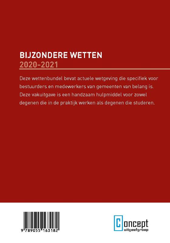 Achterkant van Bijzondere Wetten 2020-2021