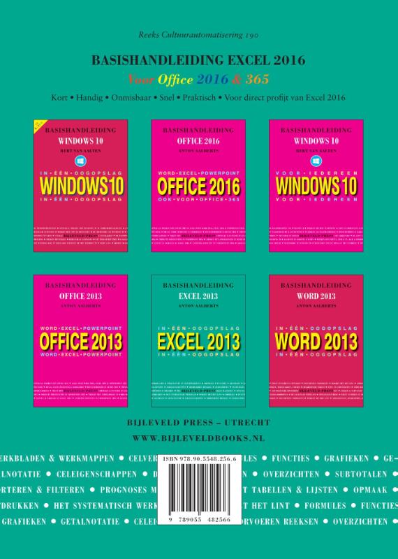 Achterkant van Basishandleiding Excel 2016