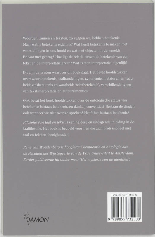 Achterkant van Filosofie van taal en tekst