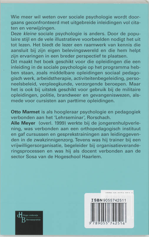Achterkant van Kleine sociale psychologie