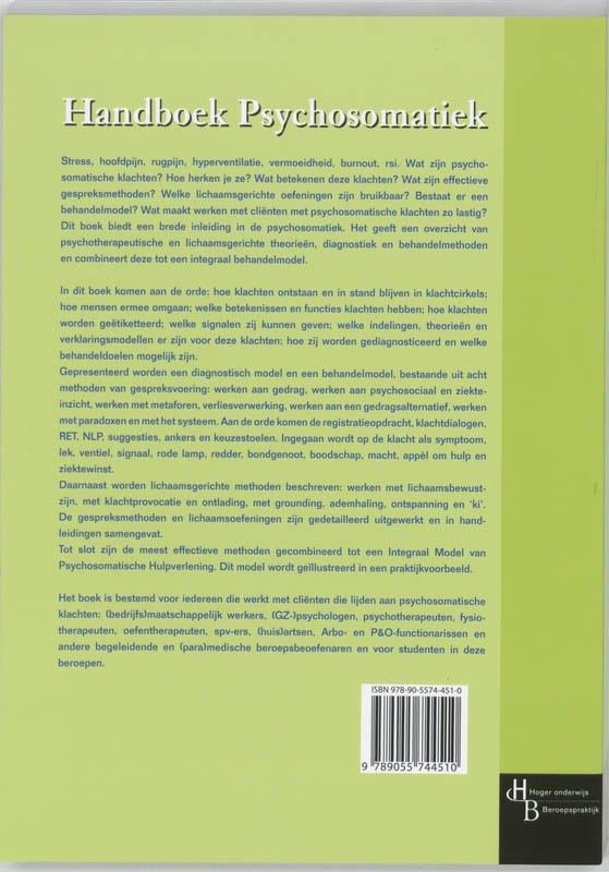Achterkant van Handboek Psychosomatiek