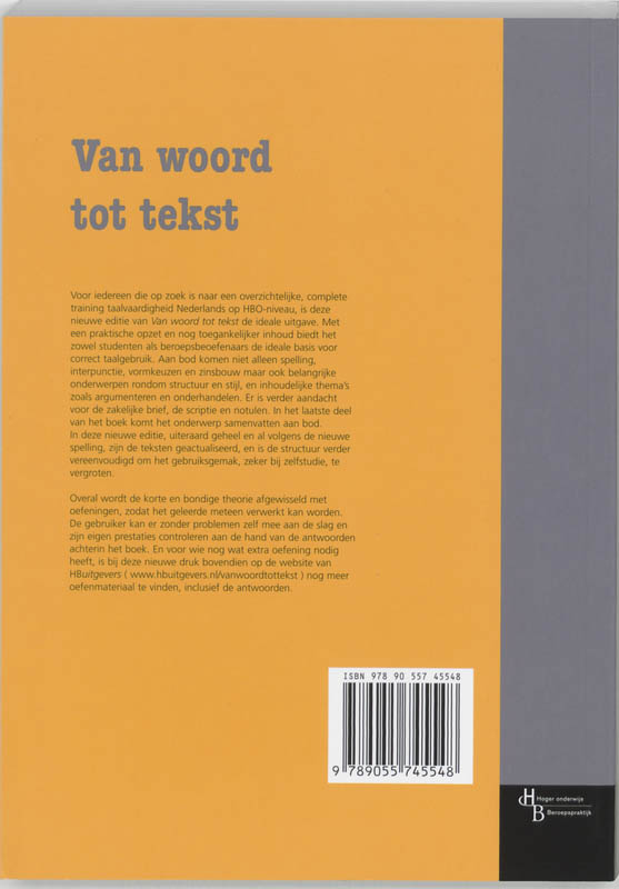 Achterkant van Van woord tot tekst