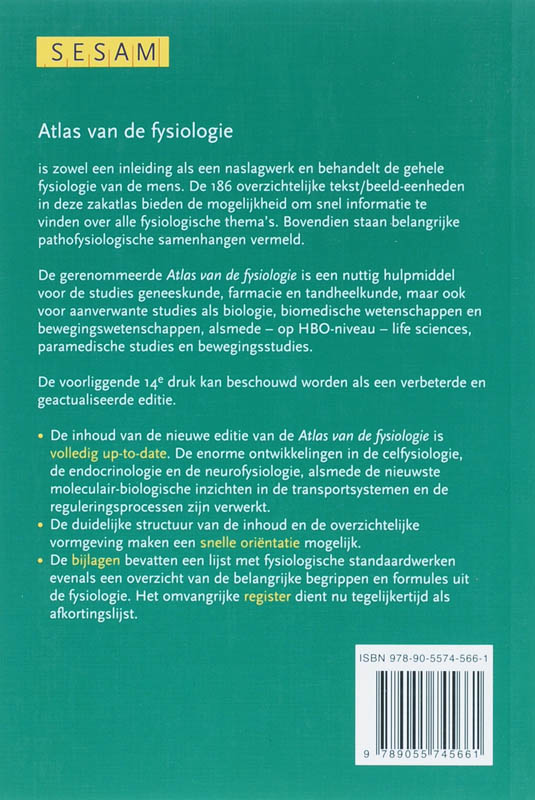 Achterkant van Sesam Atlas van de fysiologie