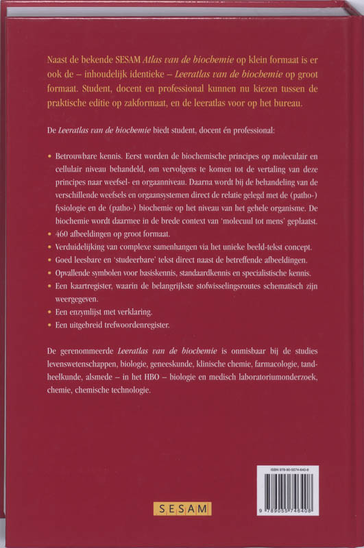 Achterkant van Leeratlas van de Biochemie