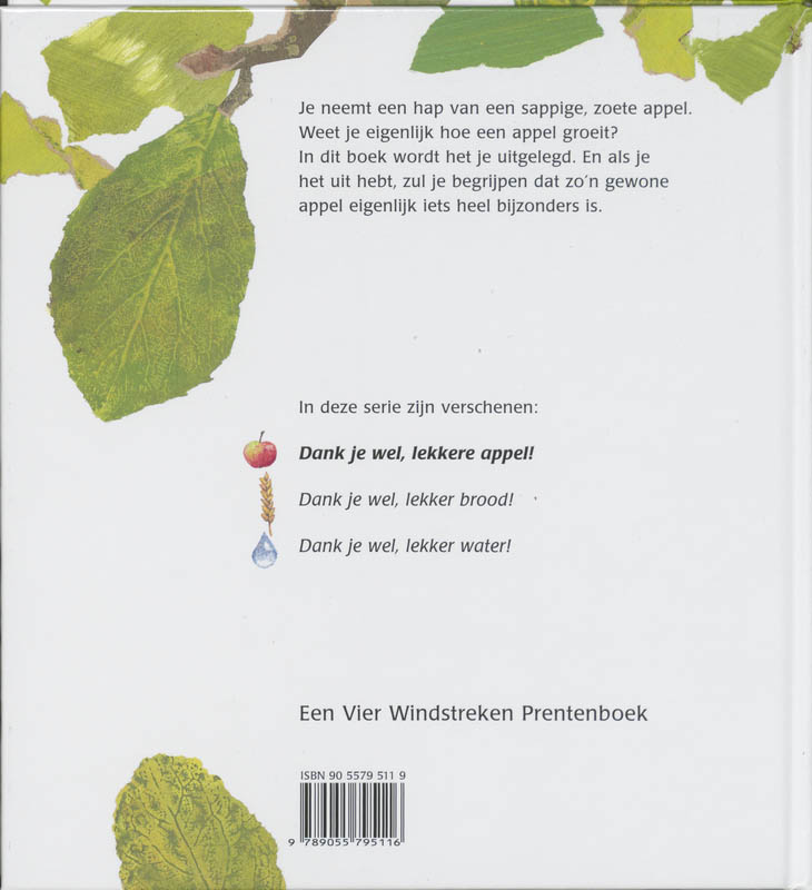 Achterkant van Dank je wel, lekkere appel!