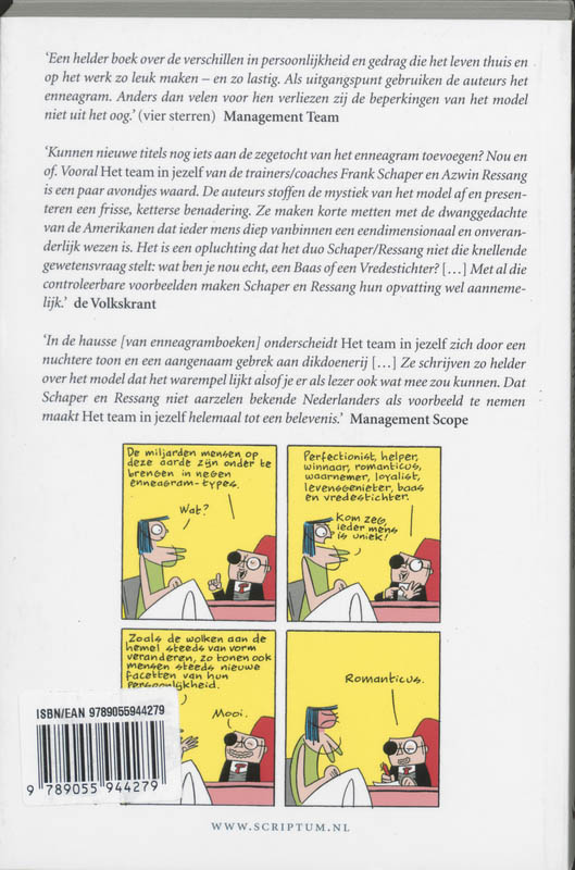 Achterkant van Het Enneagram en het team in jezelf