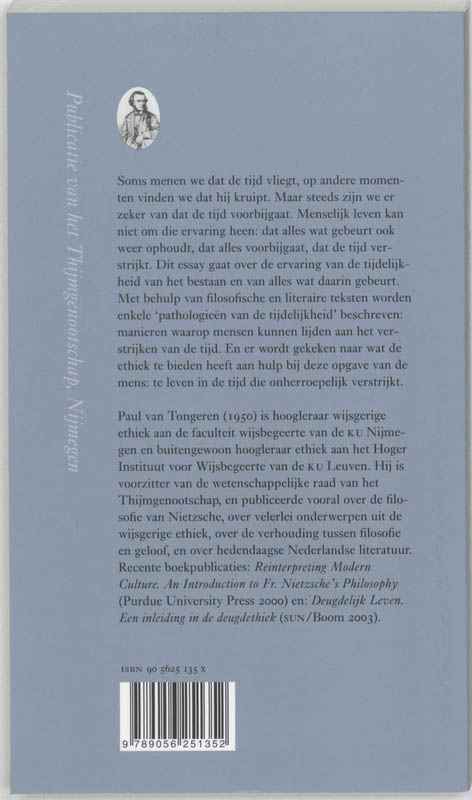 Achterkant van Over het verstrijken van de tijd