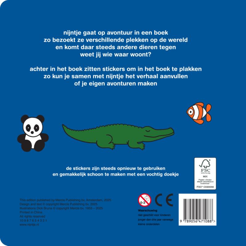Achterkant van stickerboek op avontuur met nijntje