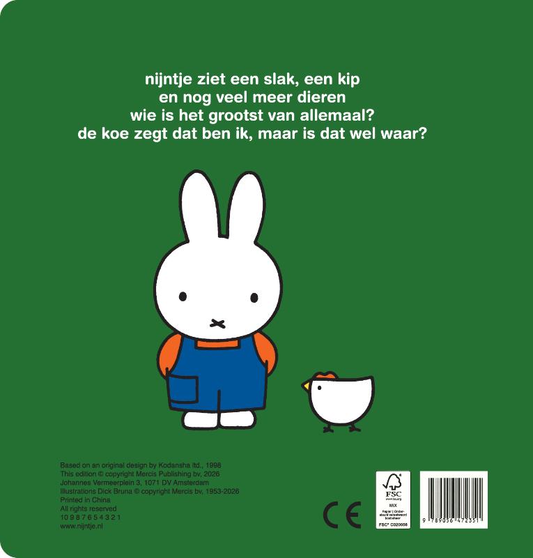 Achterkant van nijntje doorkijkboek, dieren klein en groot