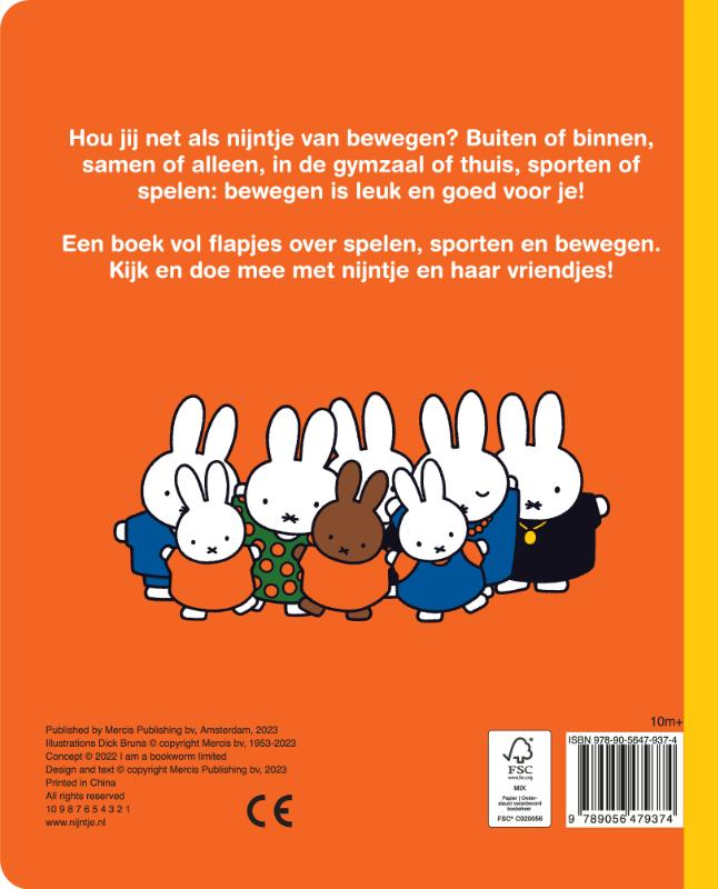 Achterkant van spelen en sporten met nijntje