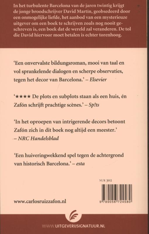 Achterkant van Het spel van de engel