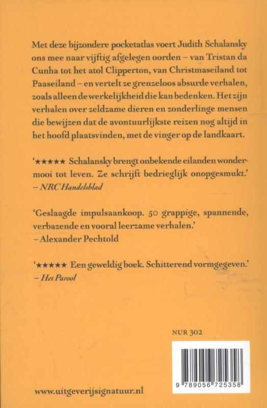 Achterkant van Pocketatlas van afgelegen eilanden