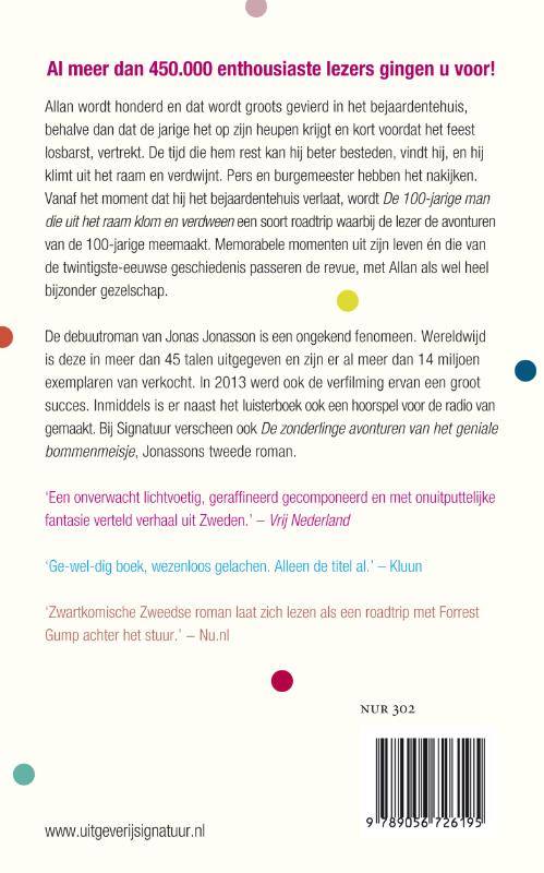 Achterkant van De 100-jarige man die uit het raam klom en verdween