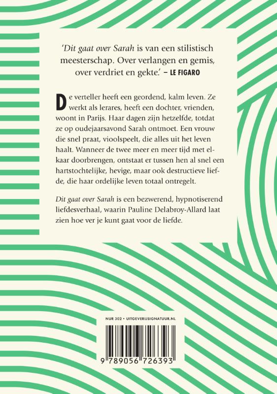 Achterkant van Dit gaat over Sarah