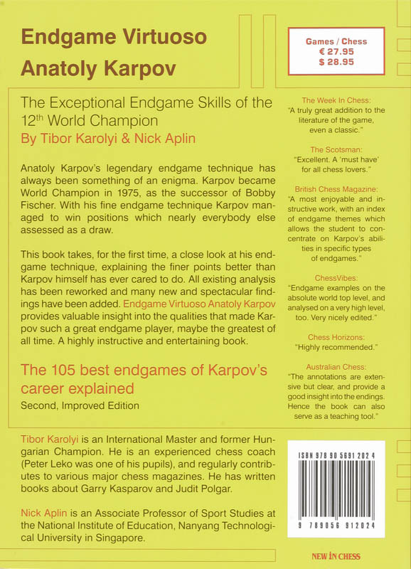 Achterkant van Endgame Virtuoso Anatoly Karpov