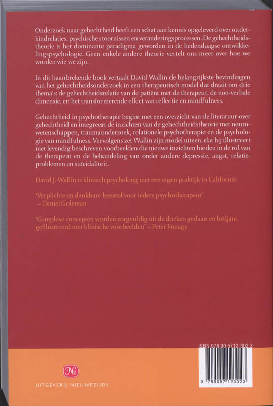 Achterkant van Gehechtheid in psychotherapie